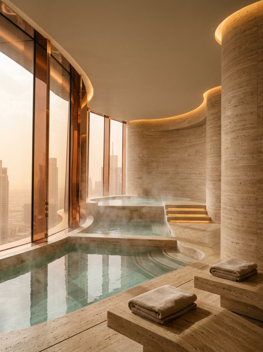 Dubai Tower — Spa mit Blick über die Stadt
