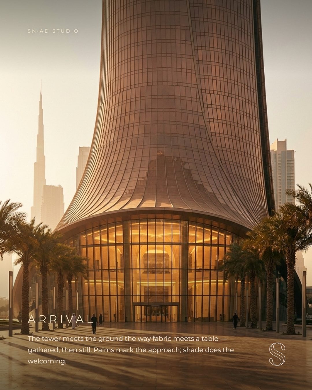 Dubai Tower — Ankunft am Sockel